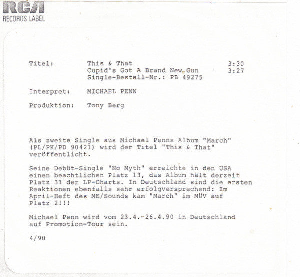 Michael Penn : This & That (7", Single)