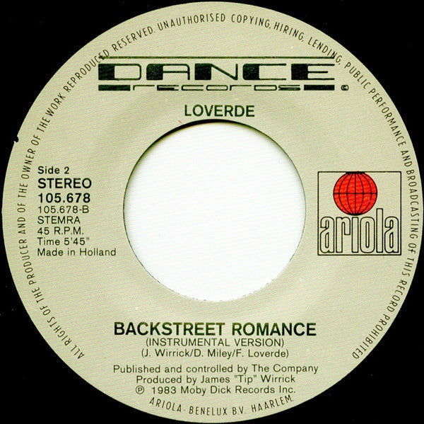 Loverde : Backstreet Romance (7")