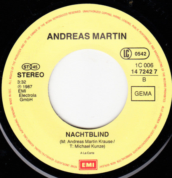 Andreas Martin (2) : Du Bist Alles (Maria, Maria) (7", Single)
