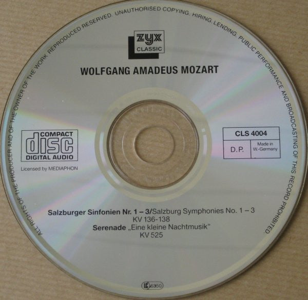 Wolfgang Amadeus Mozart / Camerata Academica Salzburg Dir./Cond.: Hermann Abel, Alexander von Pitamic : Salzburger Sinfonien · Salzburg Symphonies No. 1-3 KV 136-138 - Eine Kleine Nachtmusik KV 525 (CD, Album)