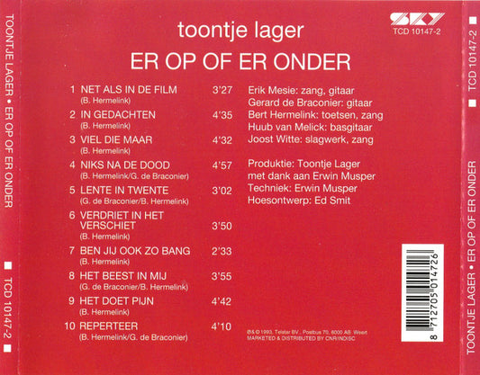 Toontje Lager : Er Op Of Er Onder (CD, Album, RE)