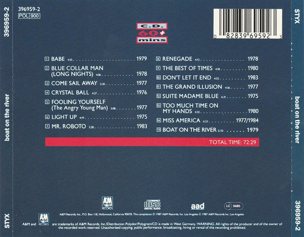 Styx : Boat On The River (CD, Comp)