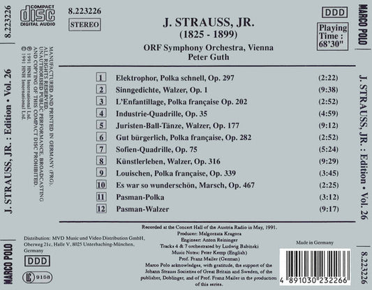 Johann Strauss Jr., ORF Symphonieorchester, Peter Guth : J. Strauss, Jr.: Edition • Vol. 26 (CD, Album)