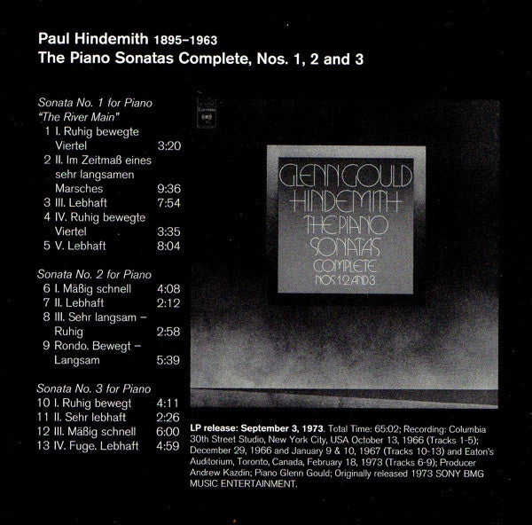 Glenn Gould - Paul Hindemith : The Piano Sonatas Complete, Nos. 1, 2 And 3 (CD, RE)