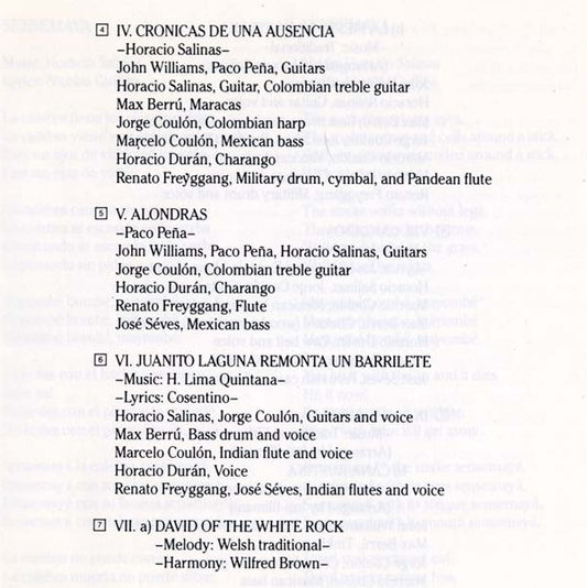 Inti Illimani With John Williams (7) & Paco Peña : Leyenda (CD, Album)