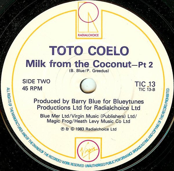Toto Coelo : Milk From The Coconut (7")