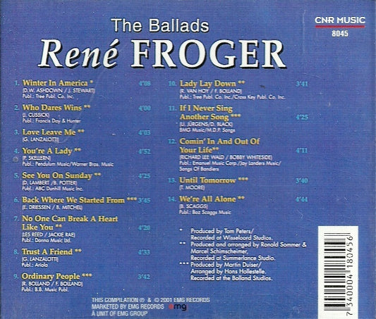René Froger : The Ballads (CD, Comp, RE)