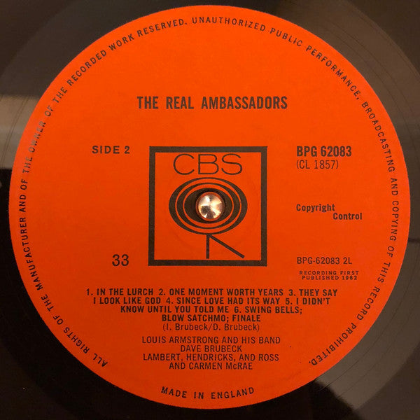 Louis Armstrong And His Band, Dave Brubeck, Lambert, Hendricks & Ross and Carmen McRae : The Real Ambassadors (LP, Album, Mono)