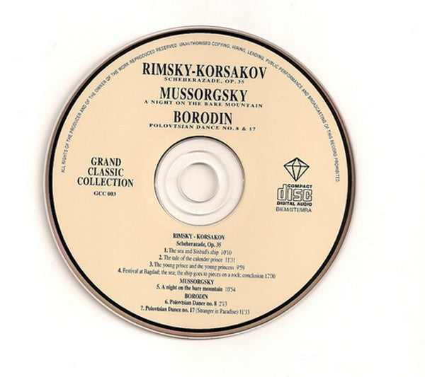 Nikolai Rimsky-Korsakov, Modest Mussorgsky, Alexander Borodin : Scheherazade, Op. 35 - A Night On The Bare Mountain - Polovtsian Dance No. 8 & No. 17 (CD, Comp)