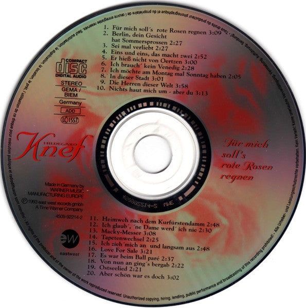 Hildegard Knef : Für Mich Soll's Rote Rosen Regnen (CD, Comp)