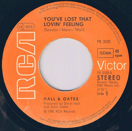 Daryl Hall & John Oates : You've Lost That Lovin' Feeling (7", Single)