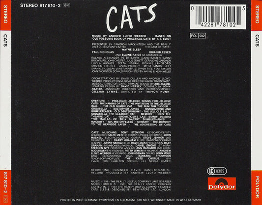 "Cats" Original London Cast : Cats (2xCD, Album, RE)