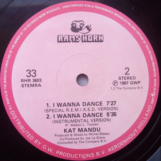 Kat Mandu : I Wanna Dance (12", RE)