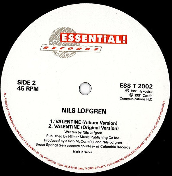Nils Lofgren : Valentine (12", Single)