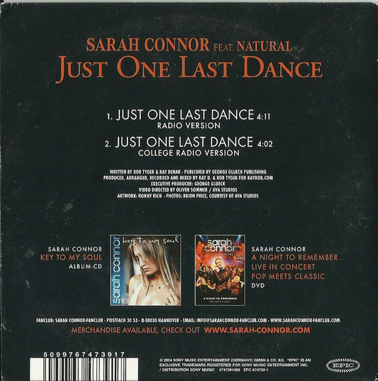 Sarah Connor Featuring Natural (2) : Just One Last Dance (CD, Single)