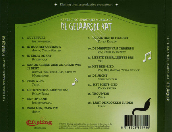Dick Cohen, Marcel Visscher, Vajèn van den Bosch, Soy Kroon : De Gelaarsde Kat - Efteling Sprookjesmusical (CD)