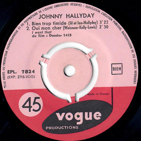 Johnny Hallyday : Tu Parles Trop (You Talk Too Much) (7", EP)