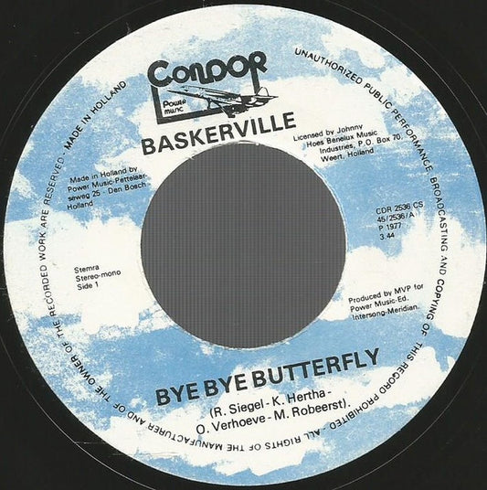 Baskerville (2) : Bye Bye Butterfly (7", Single)