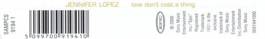 Jennifer Lopez : Love Don't Cost A Thing (CD, Single, Promo)