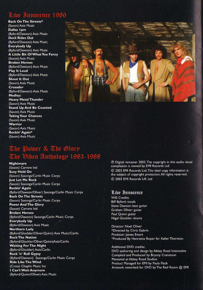 Saxon : Live Innocence – The Power And The Glory (DVD-V, Multichannel, PAL, SECAM)