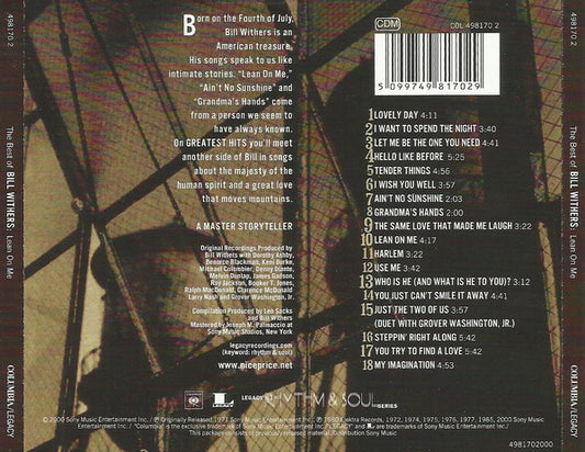 Bill Withers : The Best Of Bill Withers - Lean On Me (CD, Comp, RM)