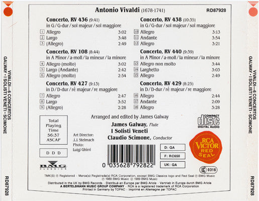 Antonio Vivaldi - James Galway, I Solisti Veneti, Claudio Scimone : Vivaldi - 6 Concertos (CD)