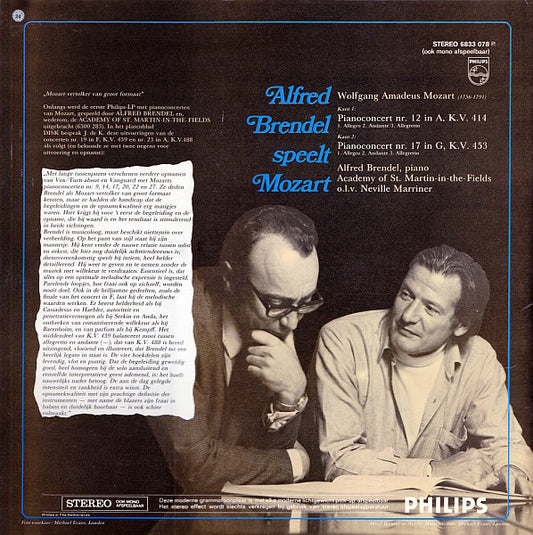 Wolfgang Amadeus Mozart - Alfred Brendel • The Academy Of St. Martin-in-the-Fields • Sir Neville Marriner : Alfred Brendel Speelt Mozart - Pianoconcerten KV 414 En KV 453 (LP, Album, Gat)
