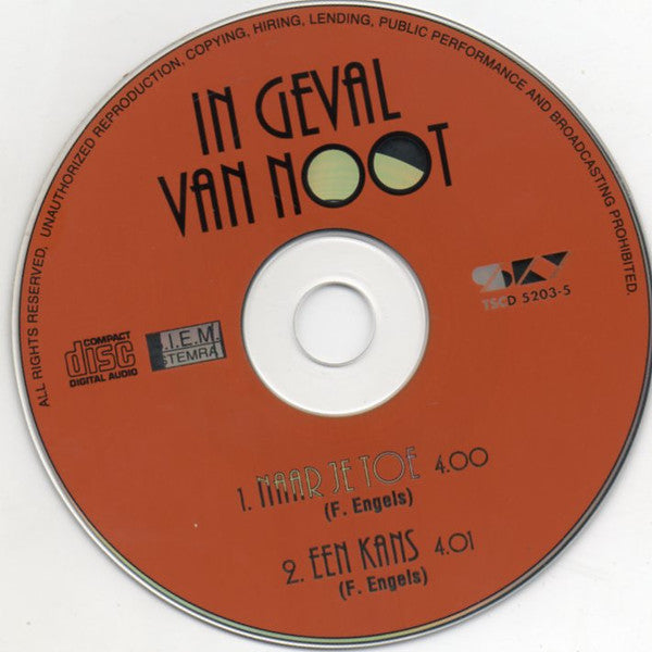 In Geval Van Noot : Naar Je Toe / Een Kans (CD, Single)