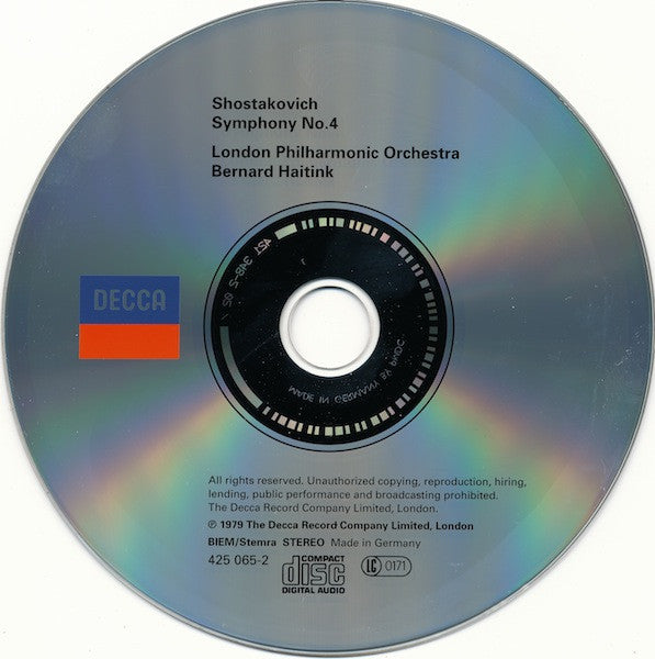 Dmitri Shostakovich - London Philharmonic Orchestra, Bernard Haitink : Symphony No.4 (CD, Album, RE, RM)