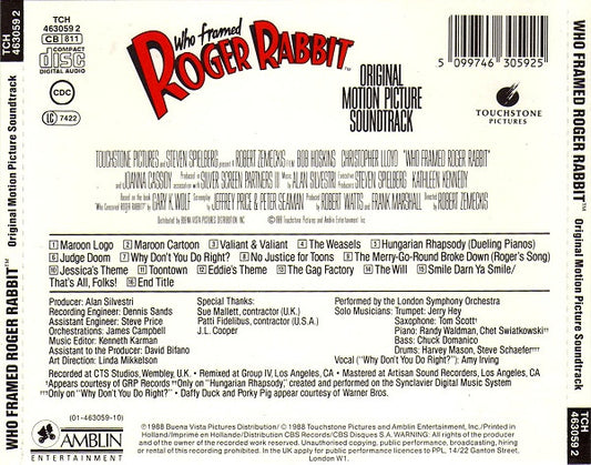 Alan Silvestri : Who Framed Roger Rabbit (Original Motion Picture Soundtrack) (CD, Album)