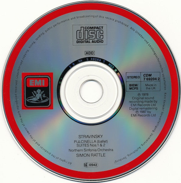 Igor Stravinsky - Northern Sinfonia, Sir Simon Rattle, Jennifer Smith (3), John Fryatt, Malcolm King : Pulcinella Complete Ballet/Vollständiges Ballett / Suites Nos. 1 & 2 (CD, Album, RM)