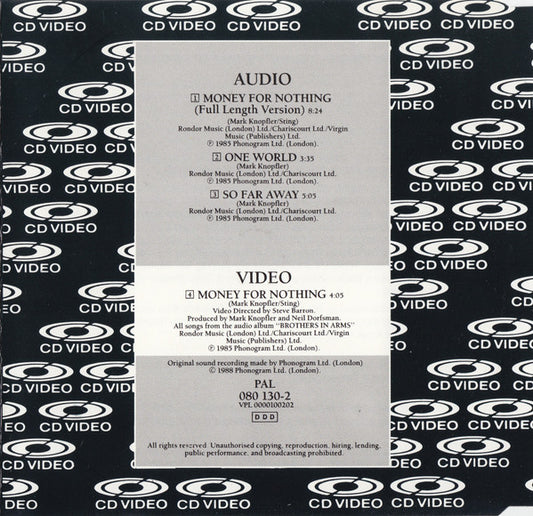 Dire Straits : Money For Nothing (CDV, 5", Single, PAL)