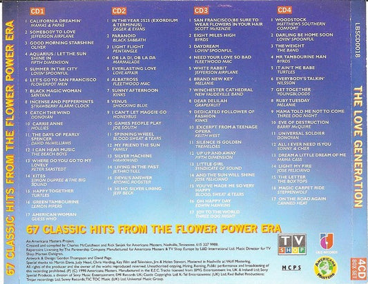 Various : The Love Generation - 67 Classic Hits From The Flower Power Era (4xCD, Comp)