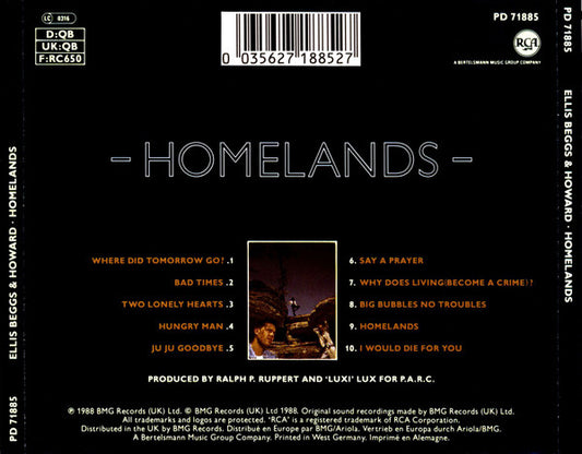 Ellis, Beggs & Howard : Homelands (CD, Album)