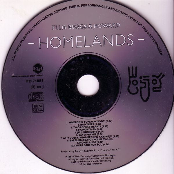 Ellis, Beggs & Howard : Homelands (CD, Album)