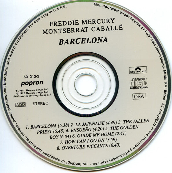 Freddie Mercury & Montserrat Caballé : Barcelona (CD, Album, RE)