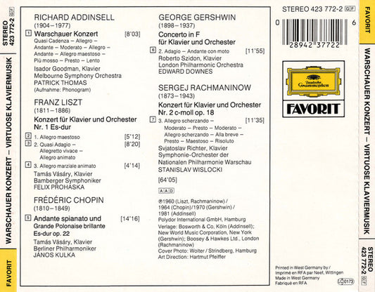 Richard Addinsell · Franz Liszt · Frédéric Chopin · George Gershwin · Sergei Vasilyevich Rachmaninoff : Warschauer Konzert (Virtuose Klaviermusik) (CD, Comp)