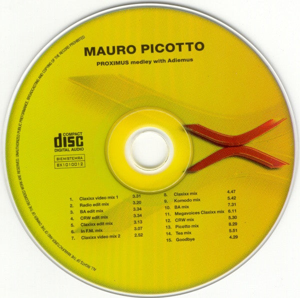 Mauro Picotto : Proximus Medley With Adiemus (CD, Maxi)