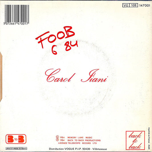 Carol Jiani : Touch And Go Lover (7", Single)