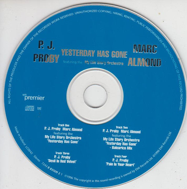 P.J. Proby / Marc Almond Featuring My Life Story Orchestra : Yesterday Has Gone (CD, Single)