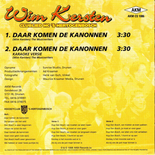 Wim Kersten : Daar Komen De Kanonnen (CD, Single)