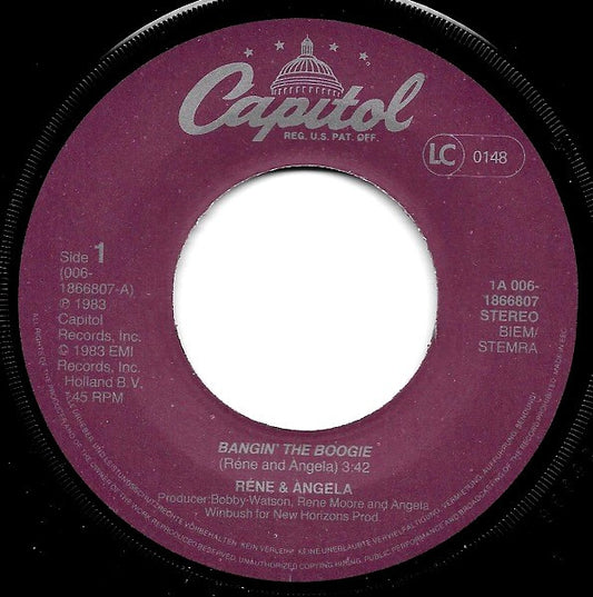 René & Angela : Bangin The Boogie (7", Single)