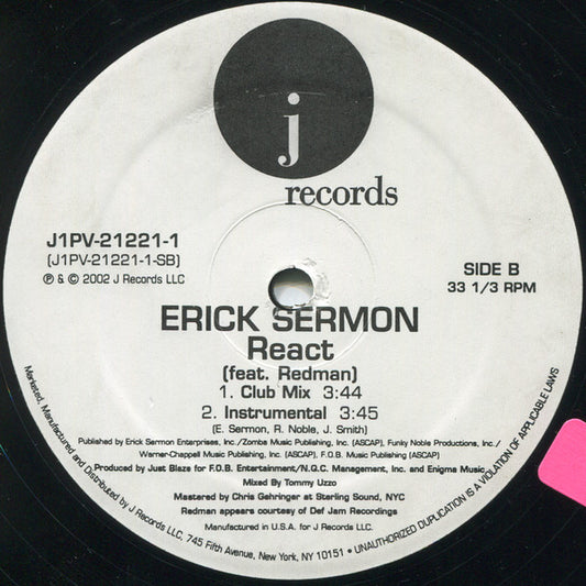 Erick Sermon Feat. Redman : React (12", Promo)
