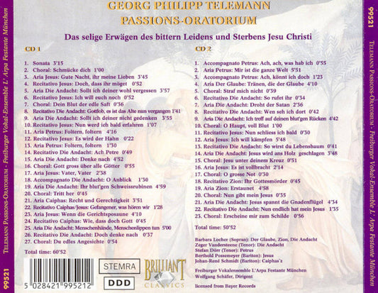 Georg Philipp Telemann - Freiburger Vokalensemble, Barockorchester L'Arpa Festante : Passions-Oratorium (2xCD, Album, RE)