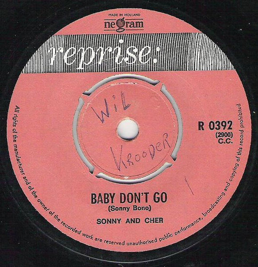 Sonny & Cher : Baby Don't Go (7", Single)