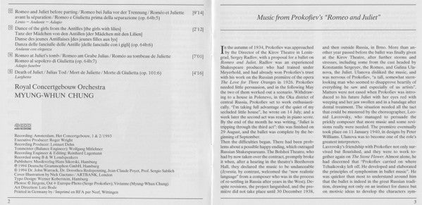Sergei Prokofiev - Concertgebouworkest / Myung-Whun Chung : Romeo & Juliet - Highlights (CD, Album)