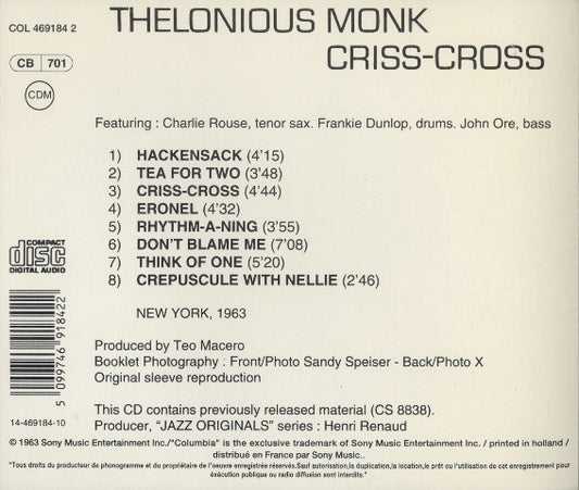 Thelonious Monk : Criss-Cross (CD, Album, RE)