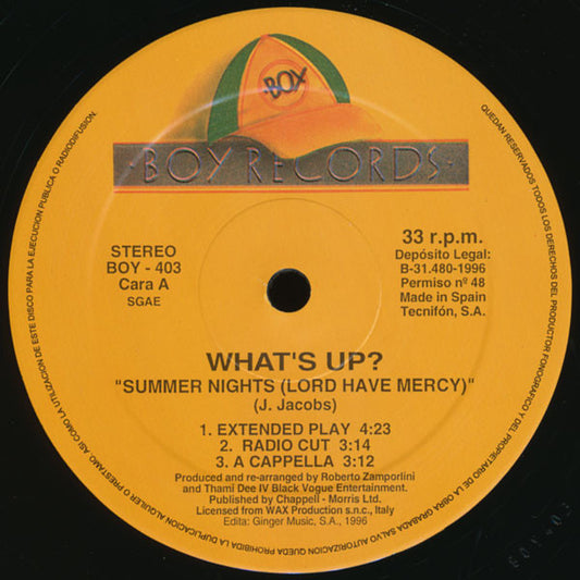 What's Up? : Summer Nights (Lord Have Mercy!!!) (12", Maxi)