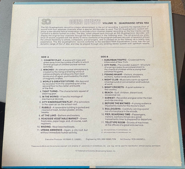 No Artist : Sound Effects, Volume 15 (LP, Quad)