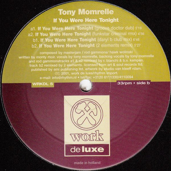 Tony Momrelle : If You Were Here Tonight (12")